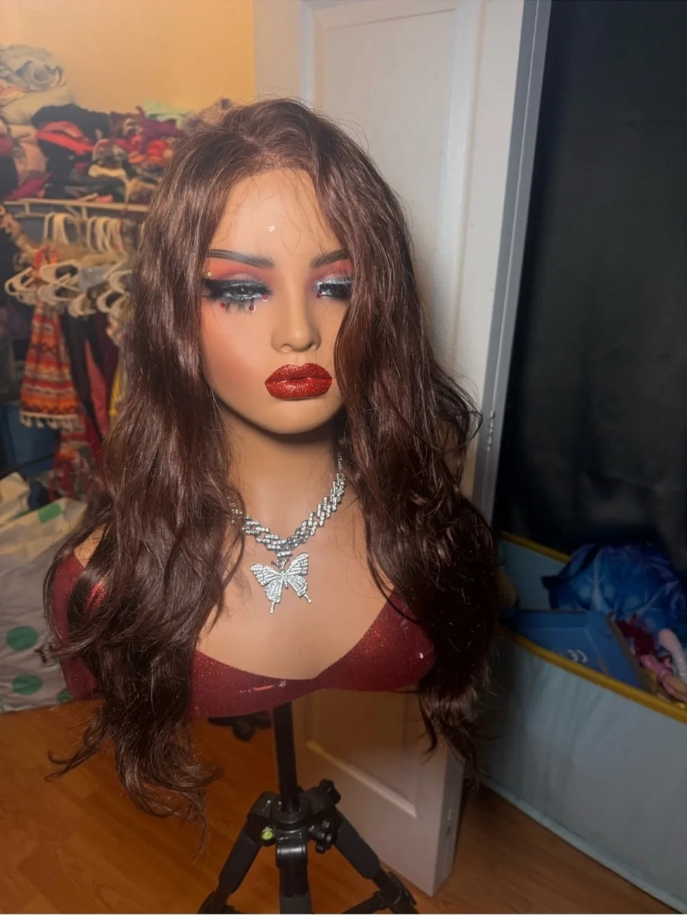 100% Human Hair Brown Auburn Lace Front Wig - 13x4 Lace